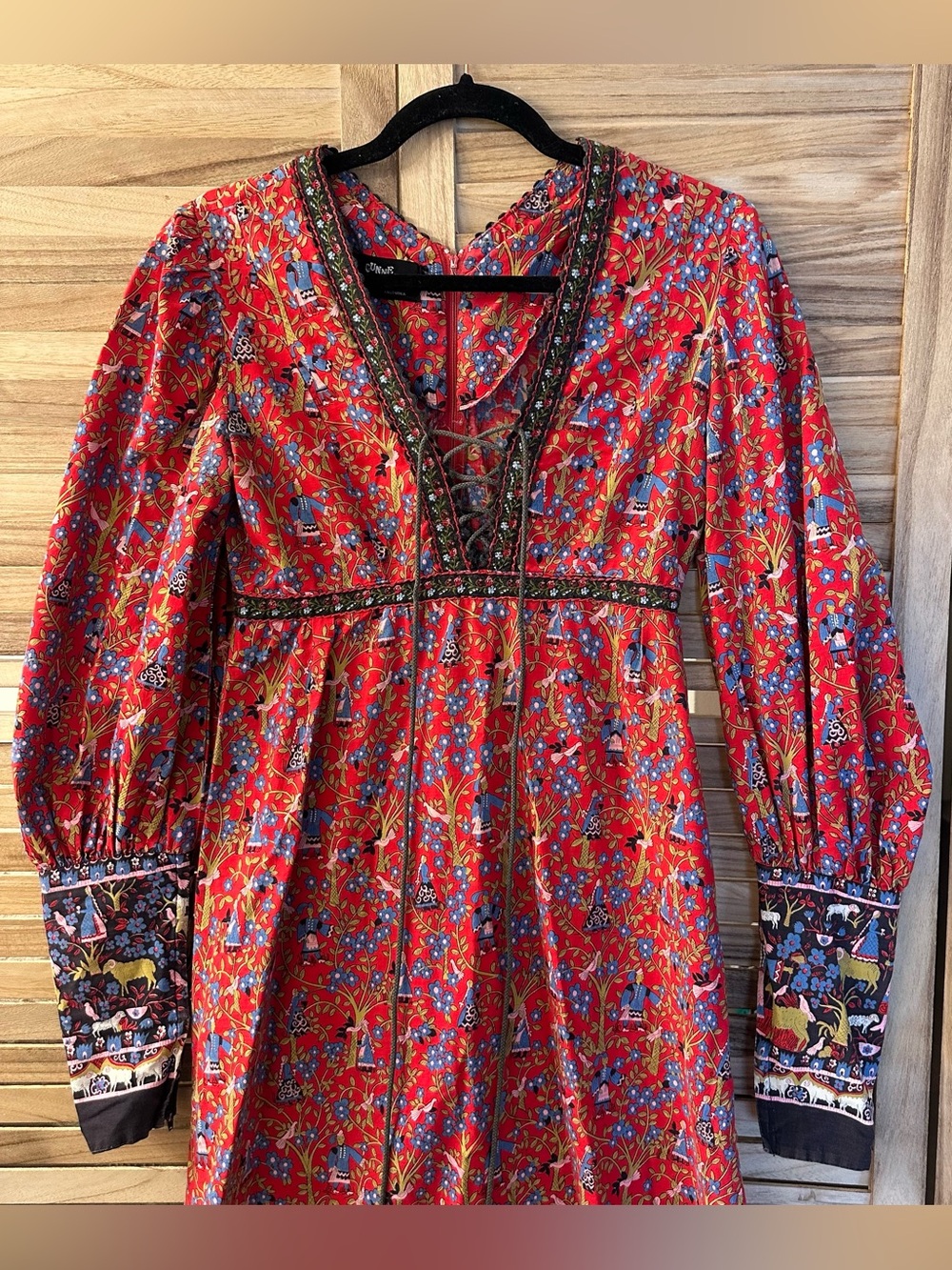 Rare 1970's Black Label Gunne Sax Prairie Dress With Novelty Ram Print / Small - Picture 5 of 15